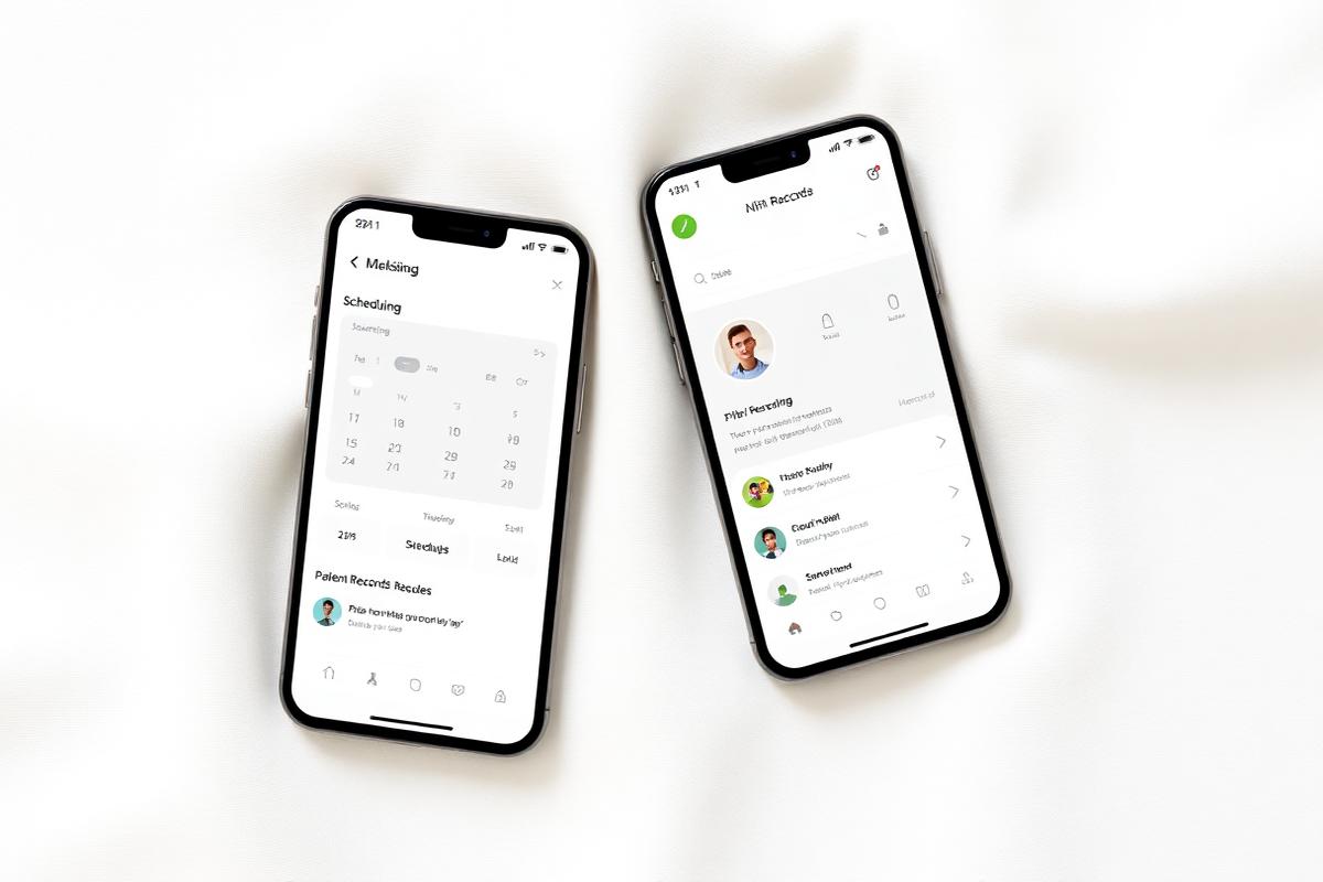 Carely healthcare mobile app screens for scheduling and records